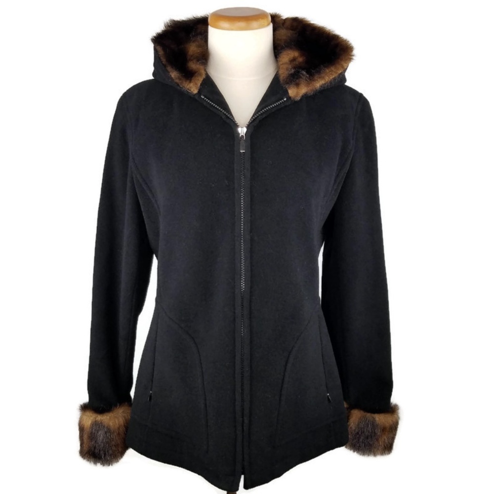Excellent Condition Wool Faux Fur Hooded Jacket S